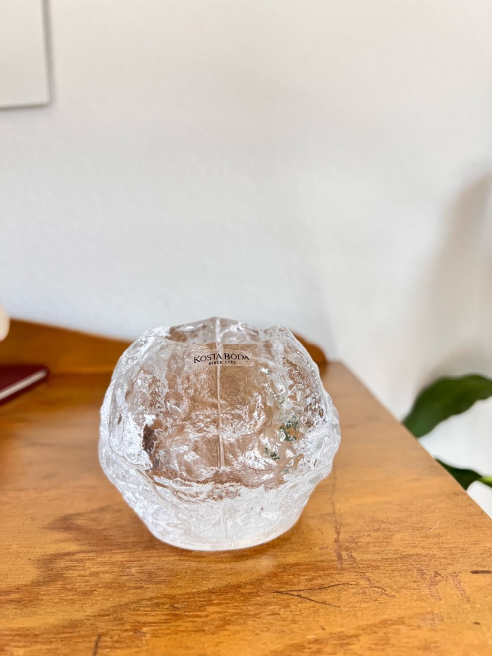 Kosta Boda Snowball Crystal Votive Candle Holder 3" Scandi Art Glass‎ Medium